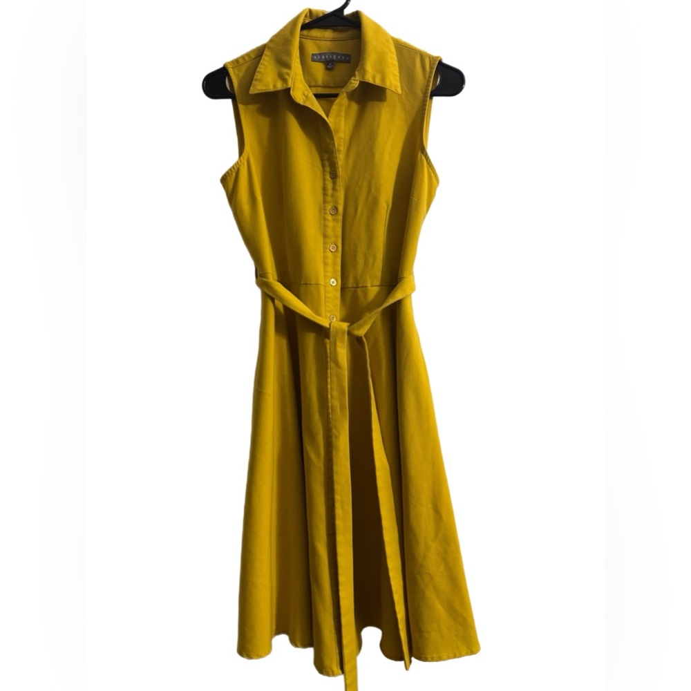 Sharagano Mustard Sleeveless Midi Dress